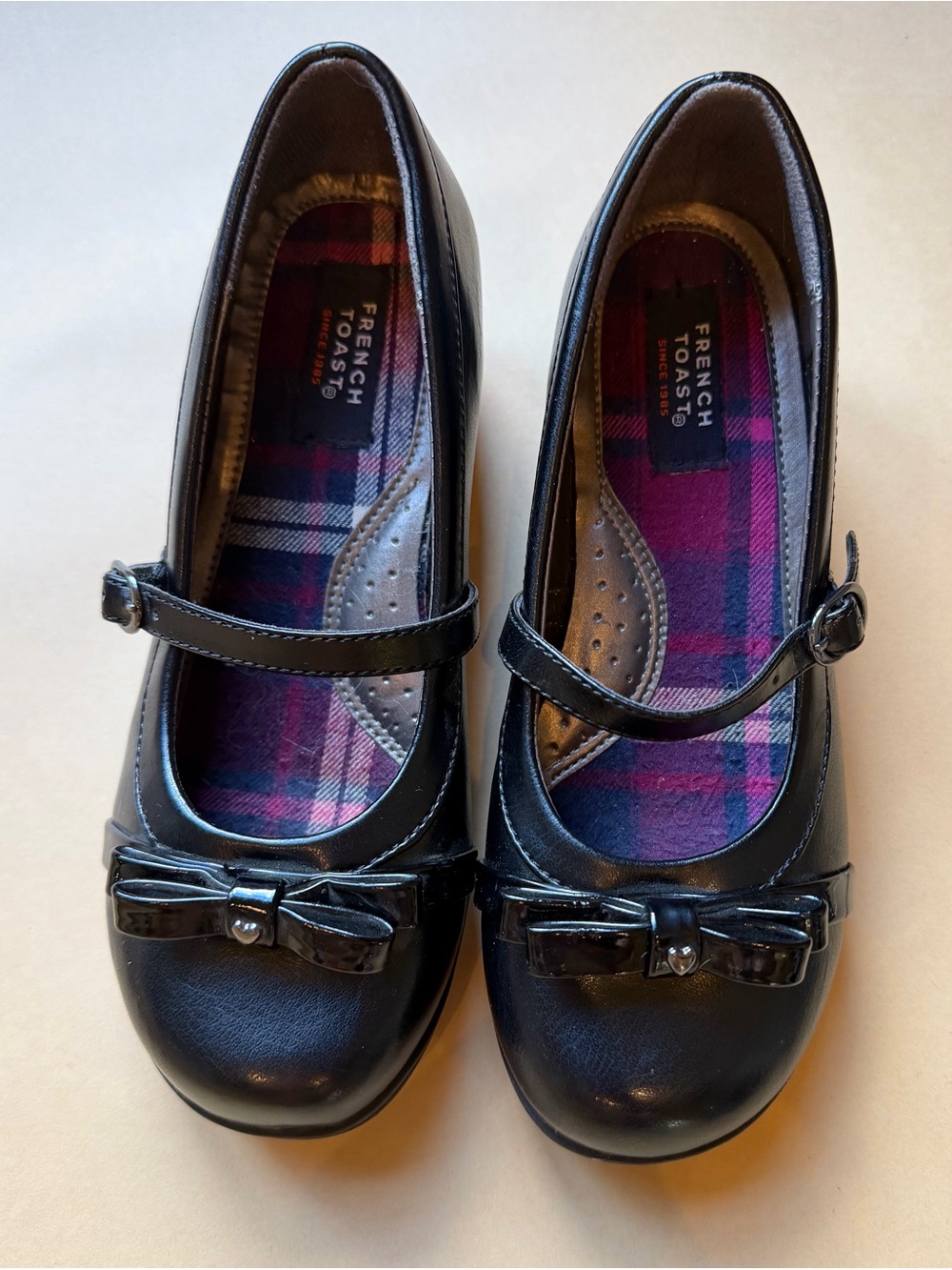 French Toast Girls Black Mary Jane Dress Shoes Bow Buckle Size 3